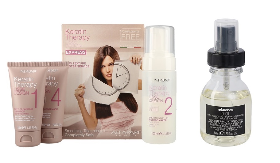 Alfaparf Keratin Therapy Lisse Design Kit and OI Oil | Zestaw do włosów: keratynowe prostowanie + olejek do włosów 50ml