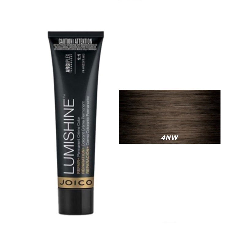 Joico Lumishine Permanent Creme | Trwała farba do włosów - kolor 4NW naturalny ciepły średni brąz 74ml