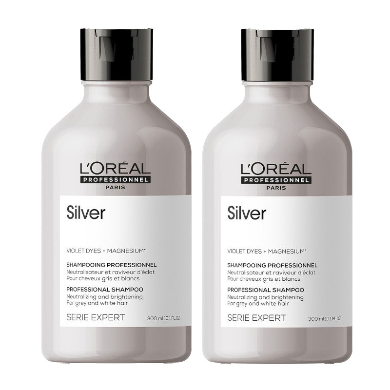 L'Oréal Professionnel Silver | Zestaw: szampon do włosów siwych lub rozjaśnionych 2x300ml