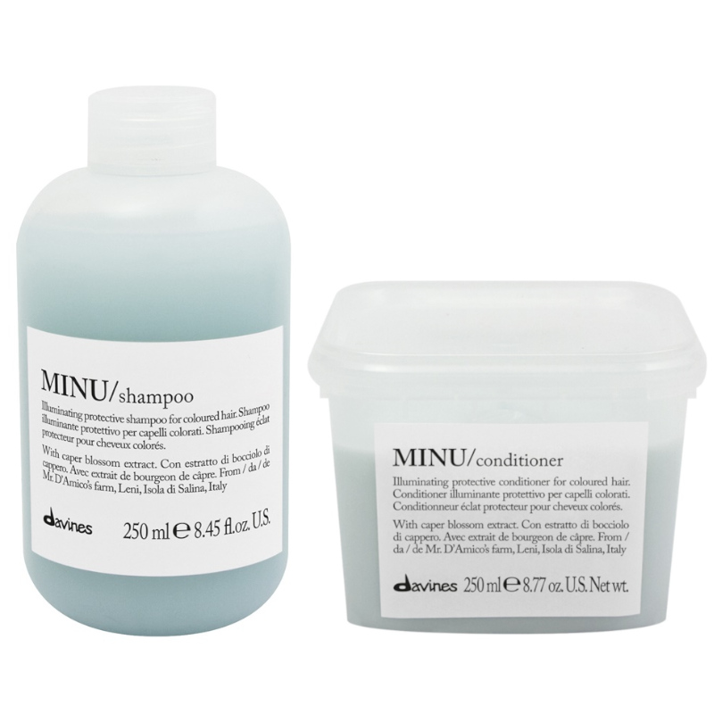 Davines Minu | Zestaw do włosów farbowanych: szampon 250ml + odżywka 250ml 