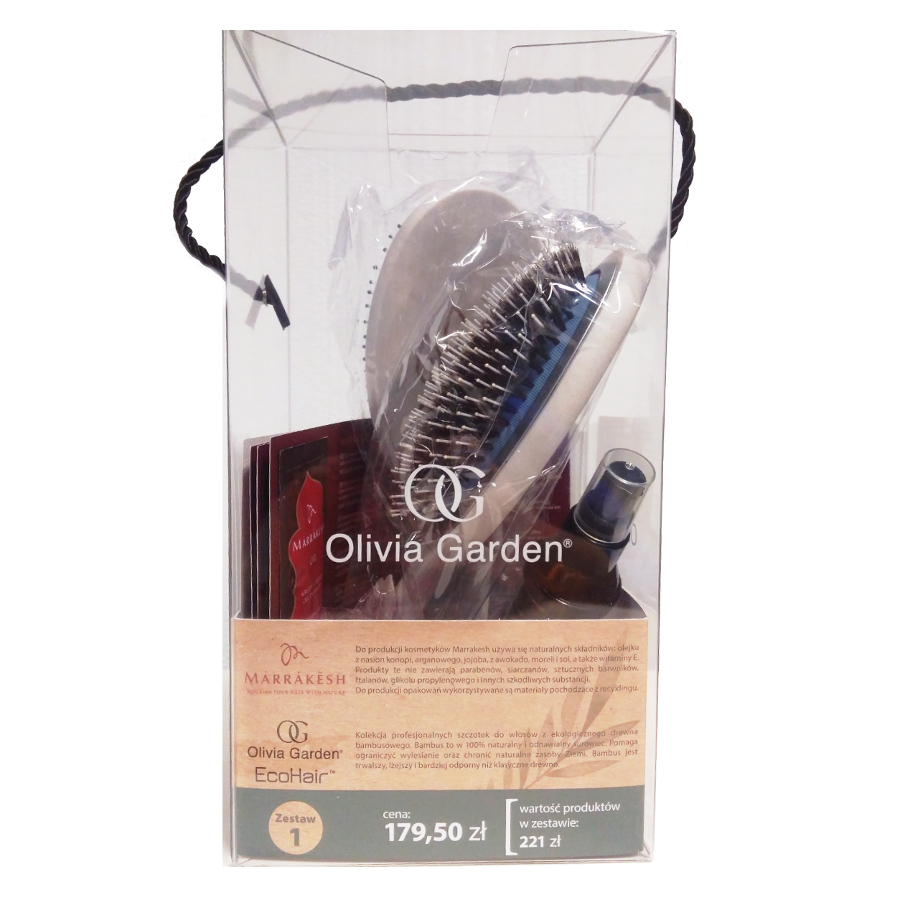 Olivia Garden Set 1 | Zestaw do włosów: szczotka EcoHair Paddle Combo + szczotka EcoHair Paddle Detangler + mleczko wygładzające 60ml + lekki olejek 60ml