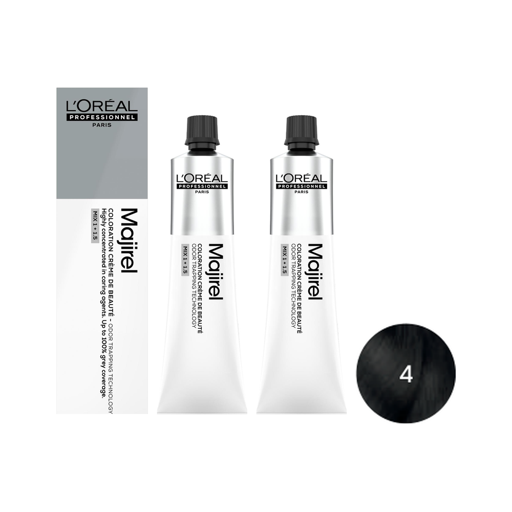 L'Oréal Professionnel Majirel | Zestaw: trwała farba do włosów - kolor 4 brąz 2x60ml