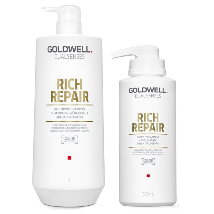 Goldwell DualSenses Rich Repair | Zestaw regenerujący: szampon 1000ml + maska 500ml