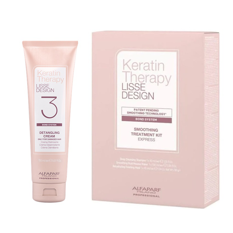 Alfaparf Keratin Therapy | Zestaw: zestaw do keratynowego prostowania + krem ułatwiający rozczesywanie włosów 150ml