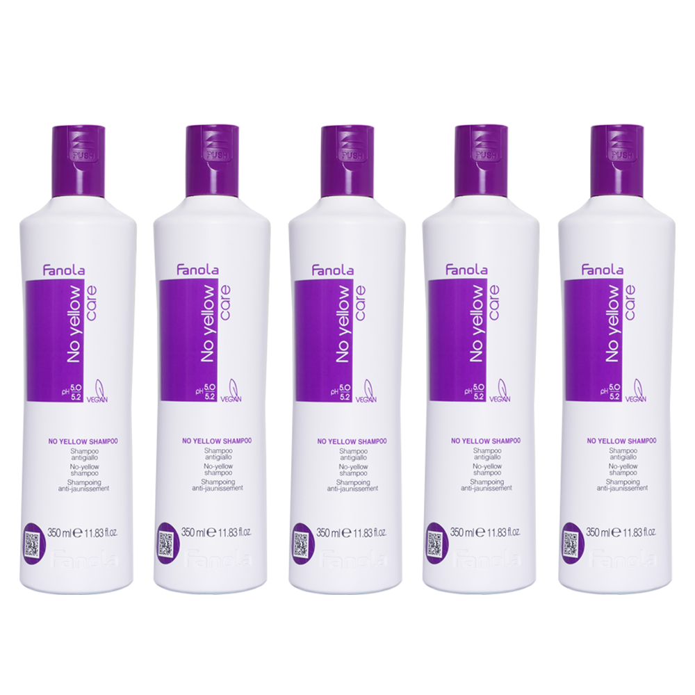 Fanola No Yellow | Zestaw minimalizujący żółty odcień włosów blond: szampon 5x350ml