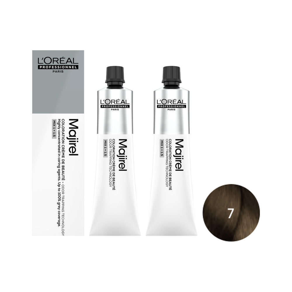 L'Oréal Professionnel Majirel | Zestaw: trwała farba do włosów - kolor 7 blond 2x60ml