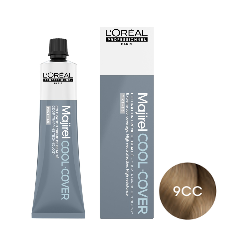 L'Oréal Professionnel Majirel Cool Cover | Trwała farba do włosów o chłodnych odcieniach - kolor 9 bardzo jasny blond 60ml