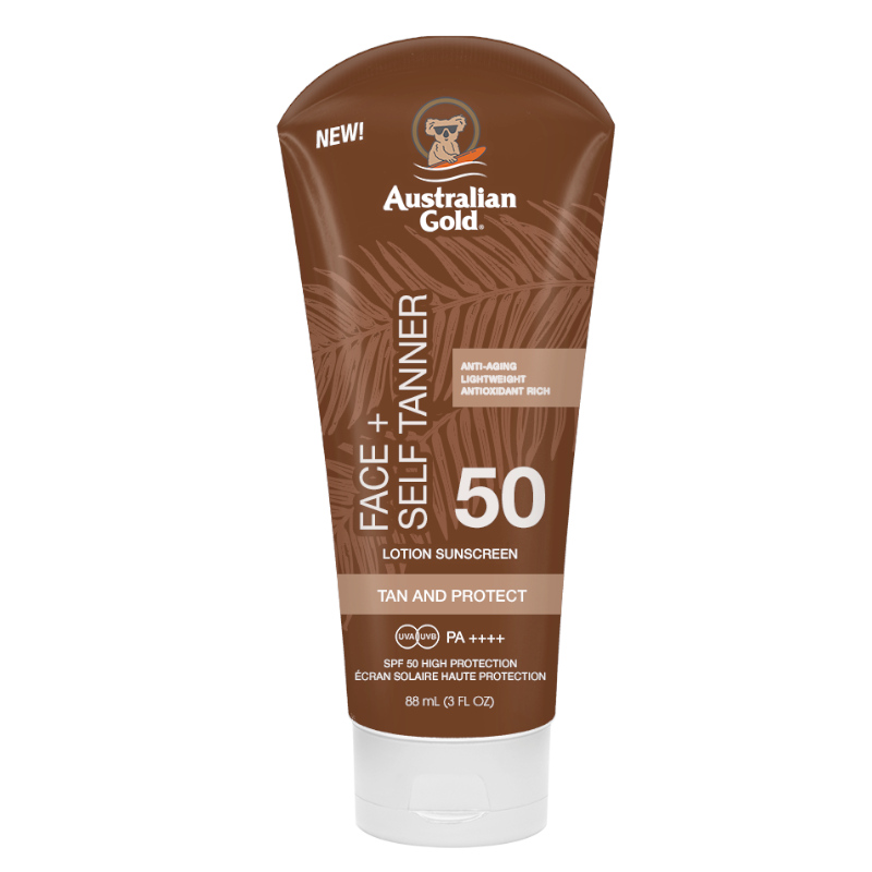 Australian Gold SPF50 Face Self Tanner | Krem z filtrem i z samoopalaczem do twarzy 88ml