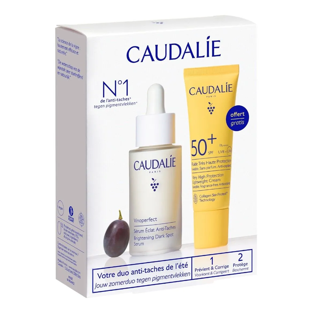Caudalie Vinoperfect | Rozświetlający zestaw przeciw przebarwieniom z serum i kremem SPF50+ 30ml + 20ml