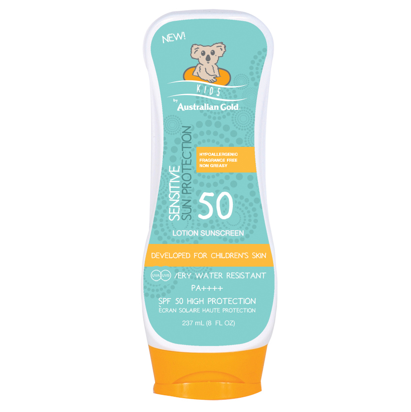 Australian Gold SPF50 Kids Sensitive | Bezzapachowy balsam do opalania dla dzieci 237ml