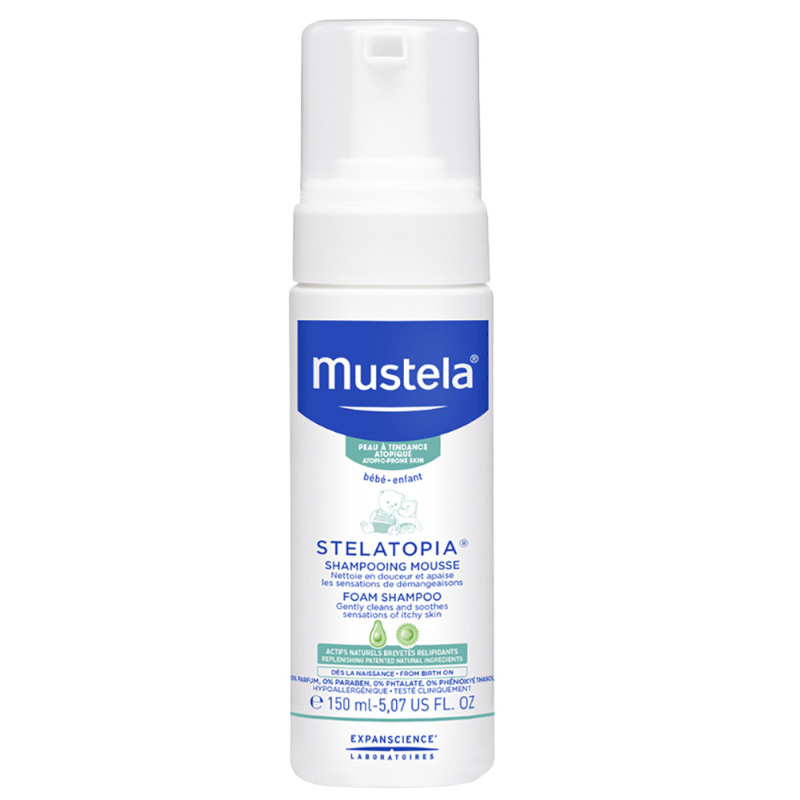 Mustela Stelatopia | Szampon w piance dla dzieci i niemowląt ze skórą skłonną do atopii 150ml