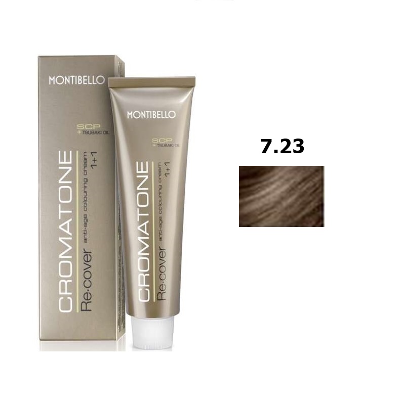 Montibello Cromatone Recover | Trwała farba do włosów - kolor 7.23 orzechowy beż 60ml