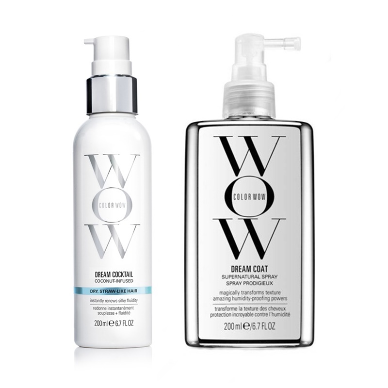 Color Wow Dream Cocktail + Dream Coat | Zestaw wygładzająco-nabłyszczający do włosów: odżywka w sprayu 200ml + spray 200ml 