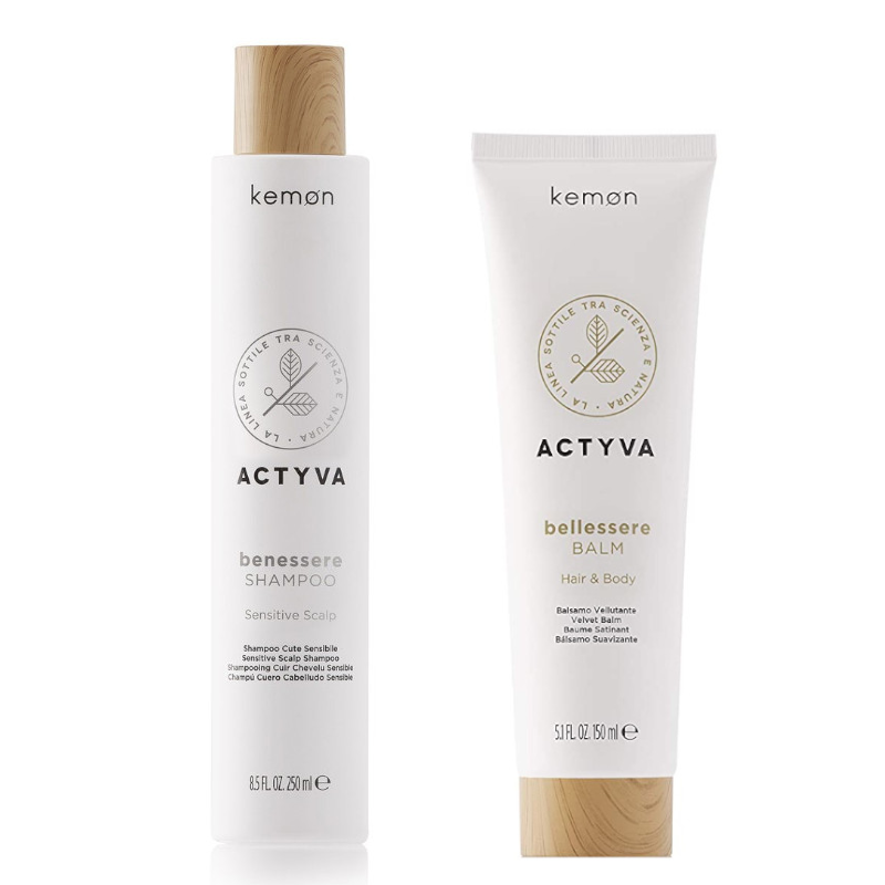 Kemon Actyva Benessere and Bellessere | Zestaw do włosów: szampon 250ml + aksamitny balsam do włosów i ciała 150ml