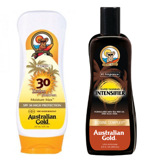 Australian Gold SPF 30 Lotion and Rapid Tanning Intensifier Lotion | Zestaw do opalania: balsam do opalania 237ml + mleczko przyspieszające opalanie 250ml