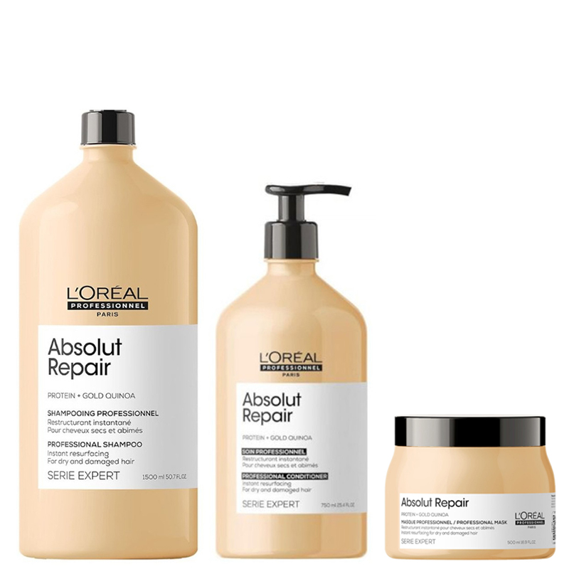 L'Oréal Professionnel Absolut Repair | Zestaw regenerujący do włosów: szampon 1500ml + odżywka 750ml + maska 500ml