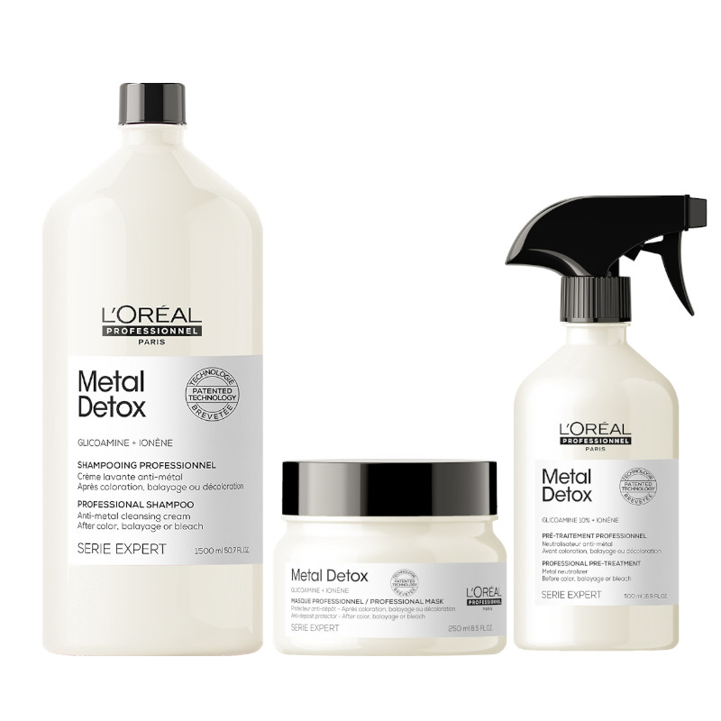 L'Oréal Professionnel Metal Detox | Zestaw: szampon neutralizujący metale do stosowania po farbowaniu 1500ml + maska 250ml + spray neutralizujący metale 500ml L'Oréal Professionnel Metal Detox | Zestaw: szampon neutralizujący metale do stosowania po farbowaniu 1500ml + maska 250ml + spray neutralizujący metale 500ml