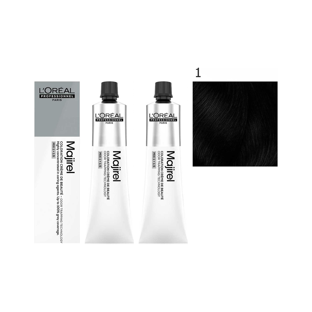 L'Oréal Professionnel Majirel | Zestaw: trwała farba do włosów - kolor 1 czarny 2x60ml