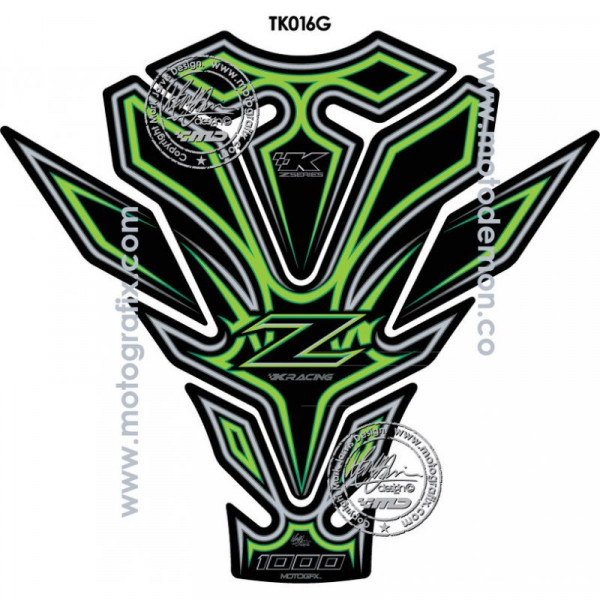Motografix Kawasaki Z 1000 SX Green 3D Gel Tank Pad Protector TK016G