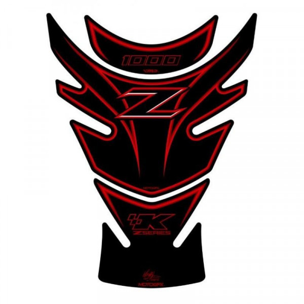 Motografix Kawasaki Z 1000 Black / Red 3D Gel Tank Pad Protector TK014R