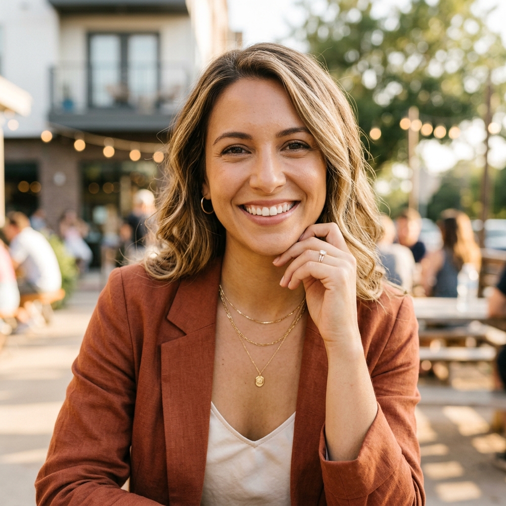 Sofia Bennett at an Austin cafe