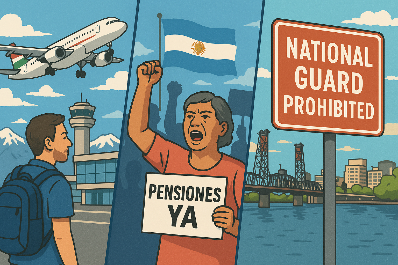Bolivia se Reabre al Mundo, Argentina Reclama Pensiones, Guardia Nacional Prohibida en Portland