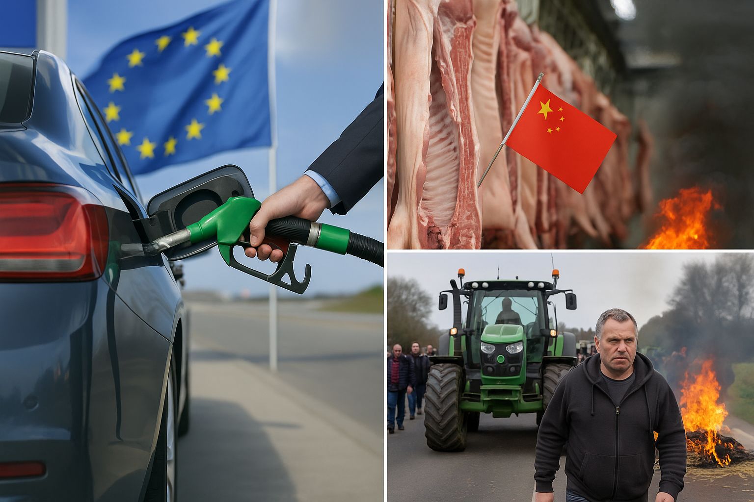 EU relaxes combustion engine ban, China-EU pork trade dispute, French farmers' anger persists