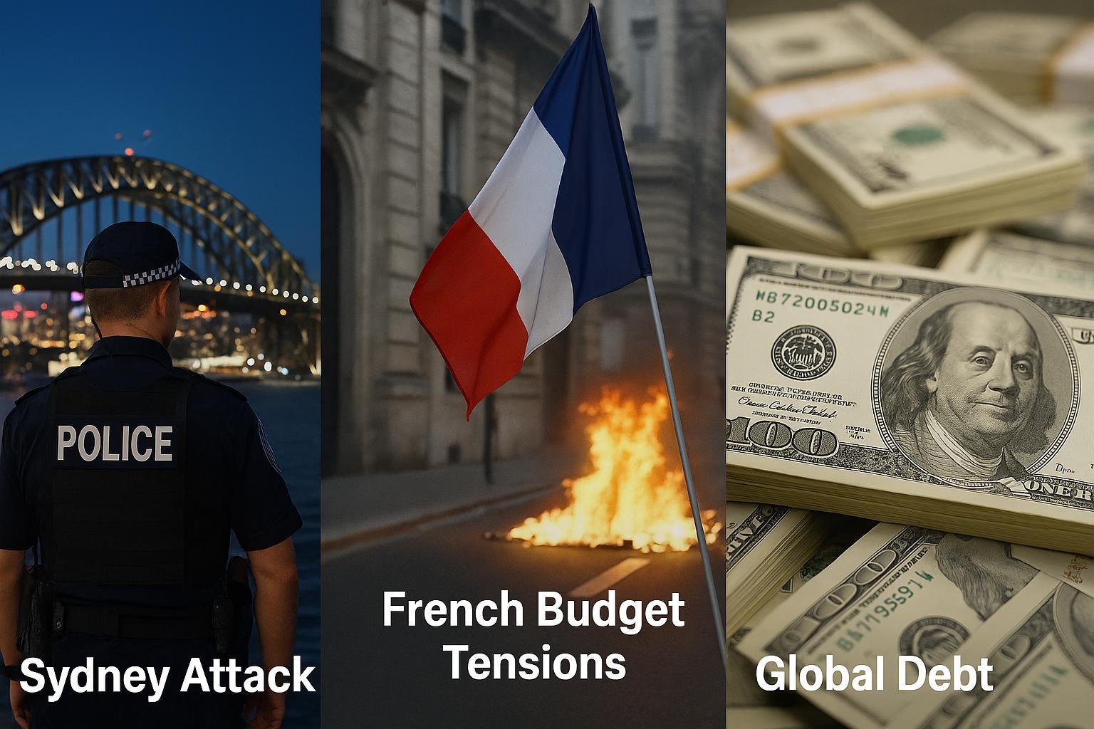 Sydney Attack, French Budget Tensions, Global Debt Record