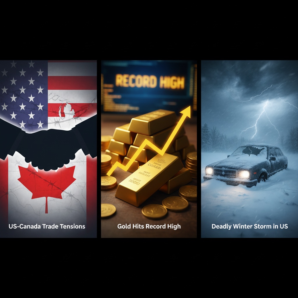 US-Canada Trade Tensions, Gold Hits Record High, Deadly Winter Storm in US