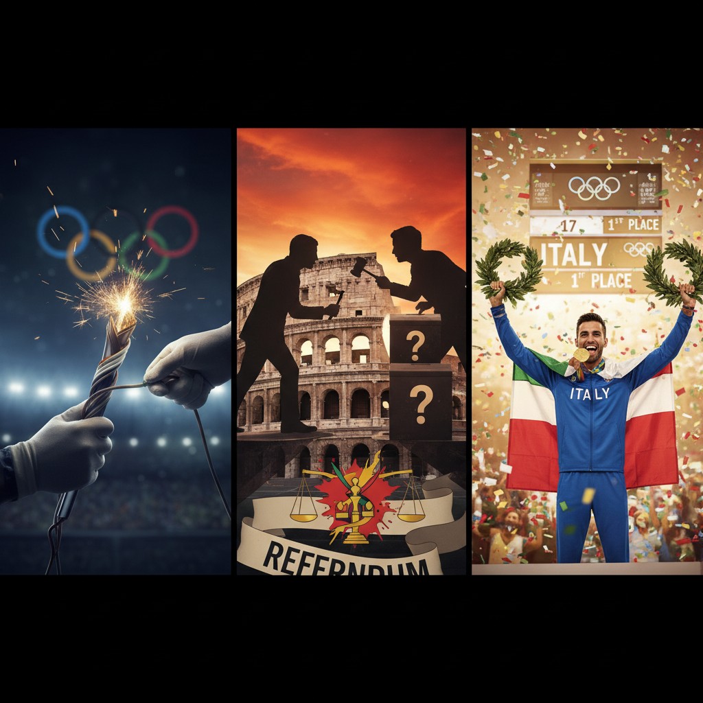 Sabotage Investigations for Olympics, Justice Referendum Clash, Italy's First Olympic Gold