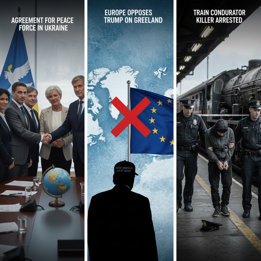 Agreement for Peace Force in Ukraine, Europe Opposes Trump on Greenland, Train Conductor Killer Arrested