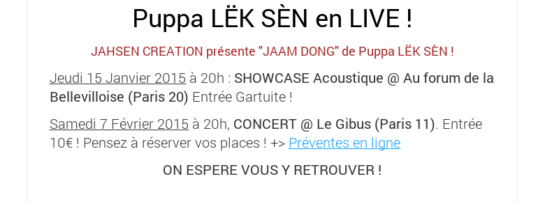 Puppa LËK SÈN en LIVE !JAHSEN CREATION présente 