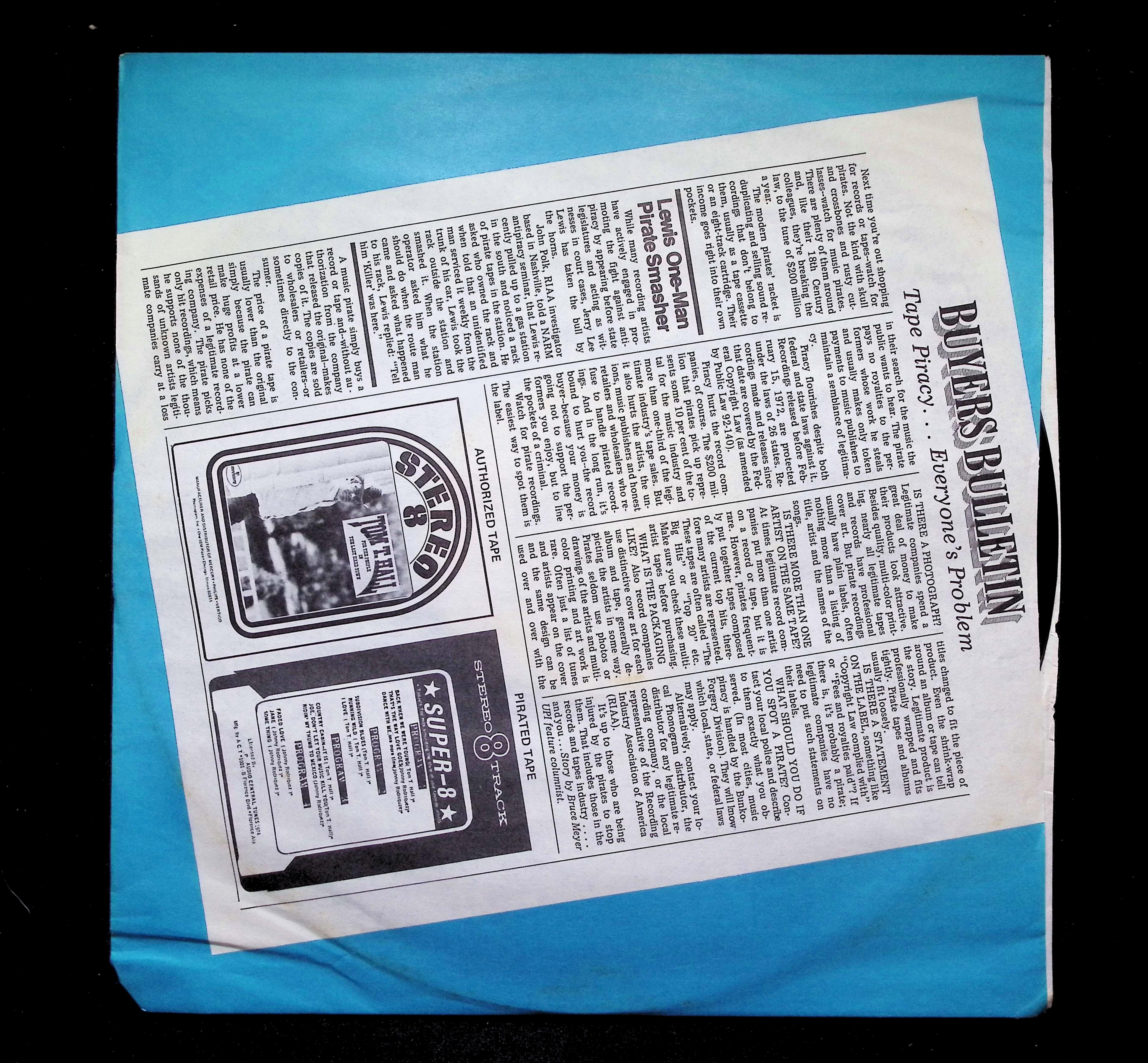 Tom T. Hall Magnificent Music Machine LP 1976. SRM 1-1111 Bluegrass — image 3