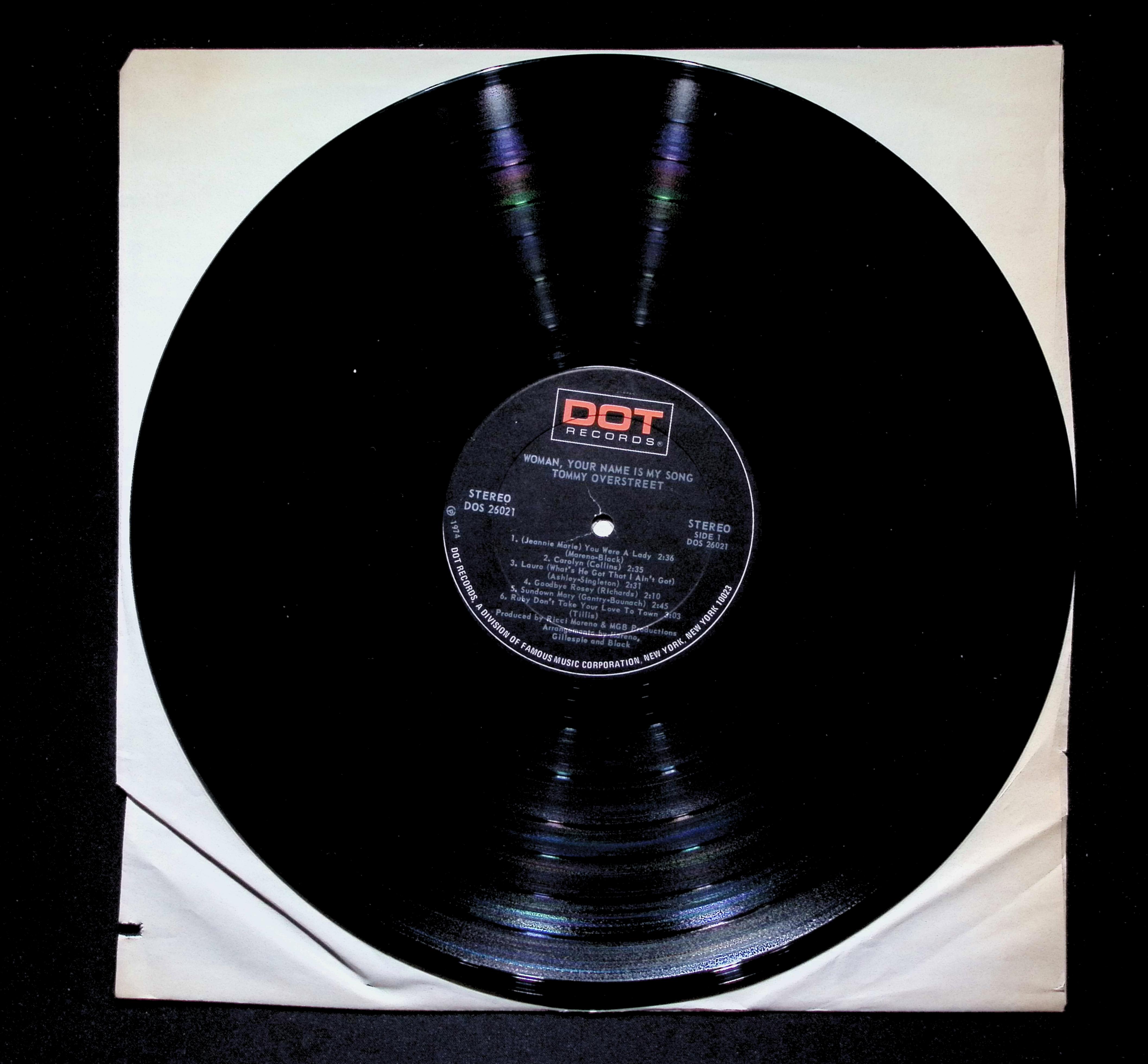 Tommy Overstreet Woman, Your Name Is My Song LP 1976 Dot Country — image 5
