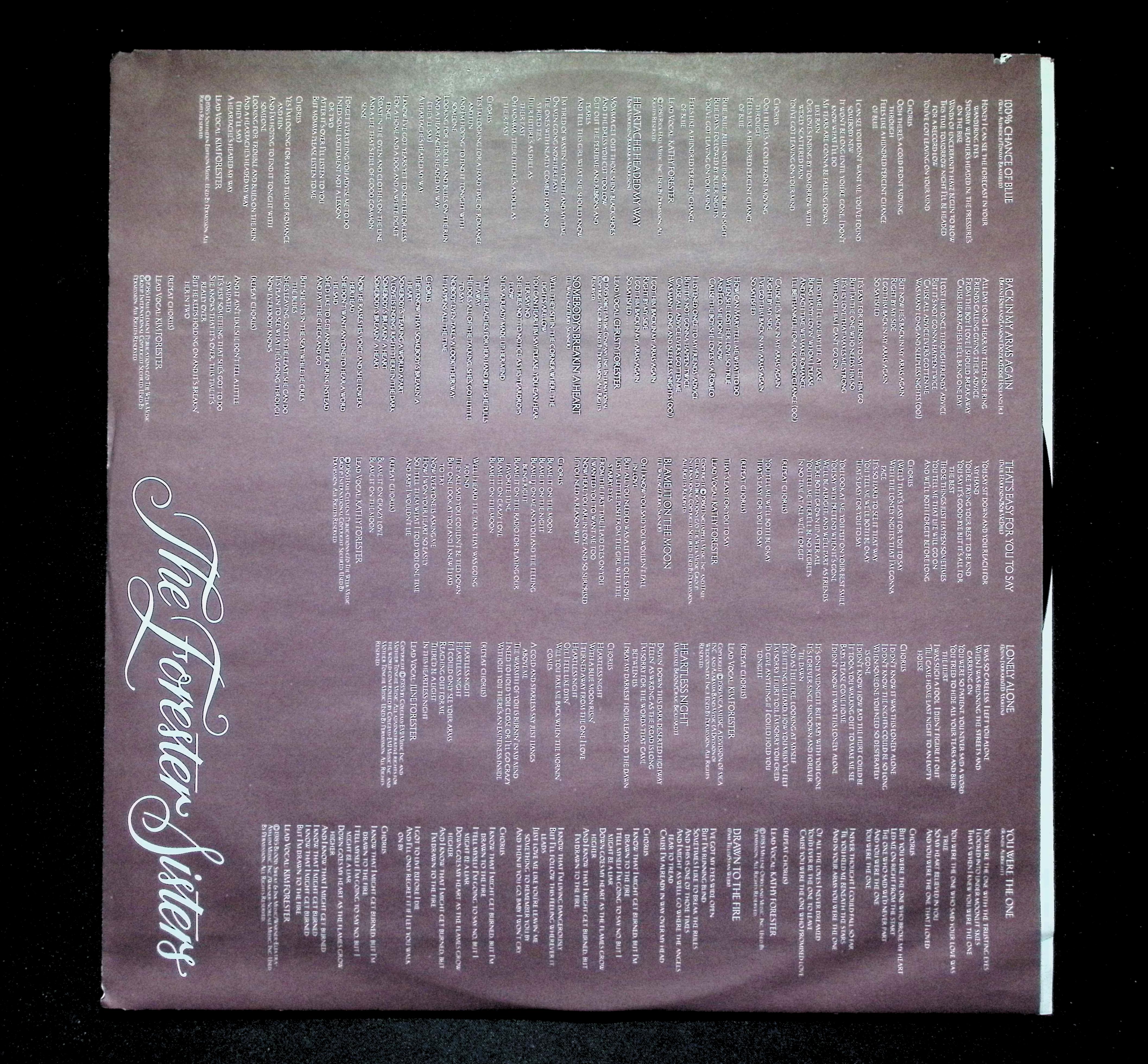 The Forester Sisters Perfume LP 1986 Warner Bros. Country — image 3