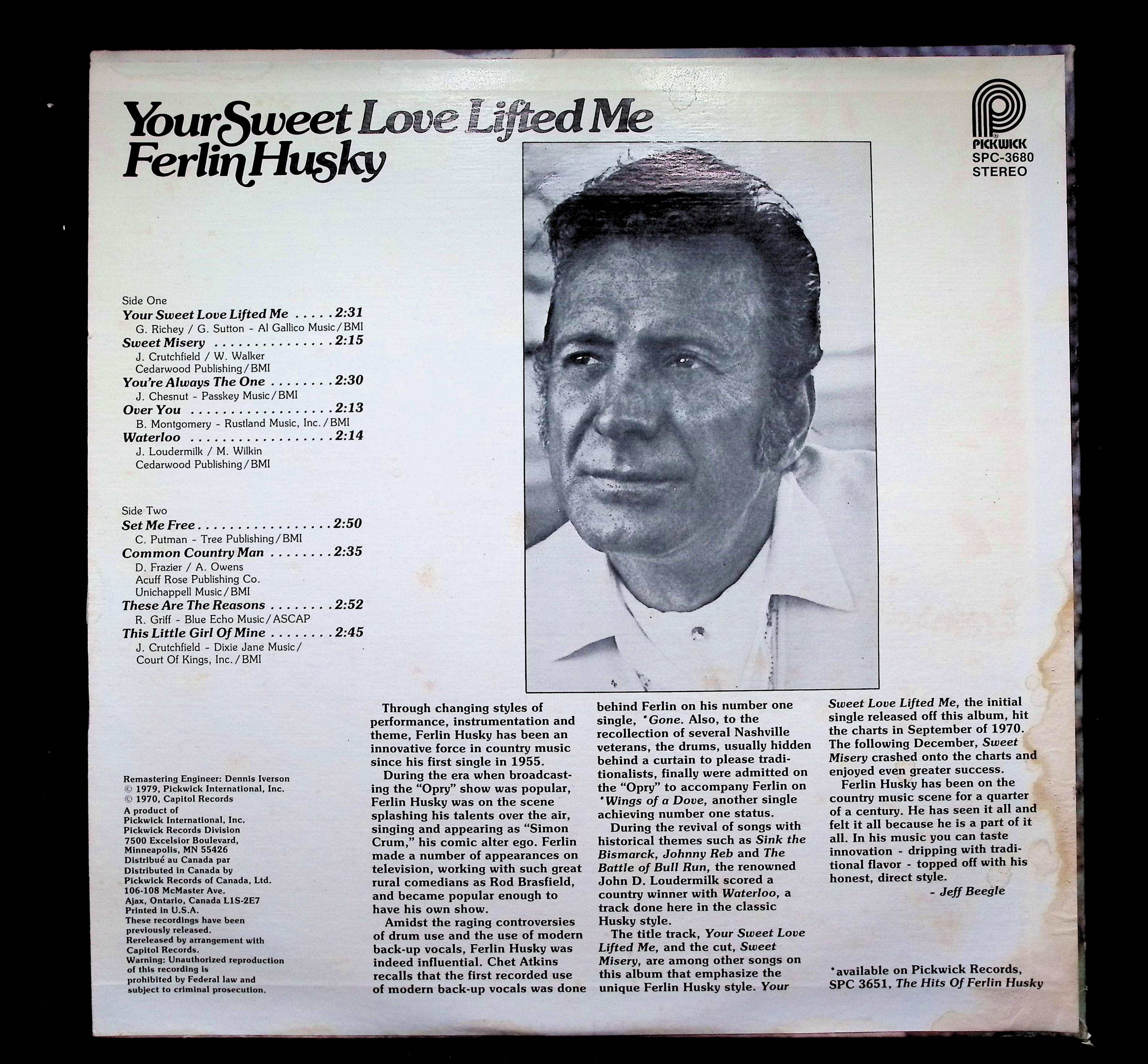 Ferlin Husky Your Sweet Love LP 1979 Pickwick Country — image 2