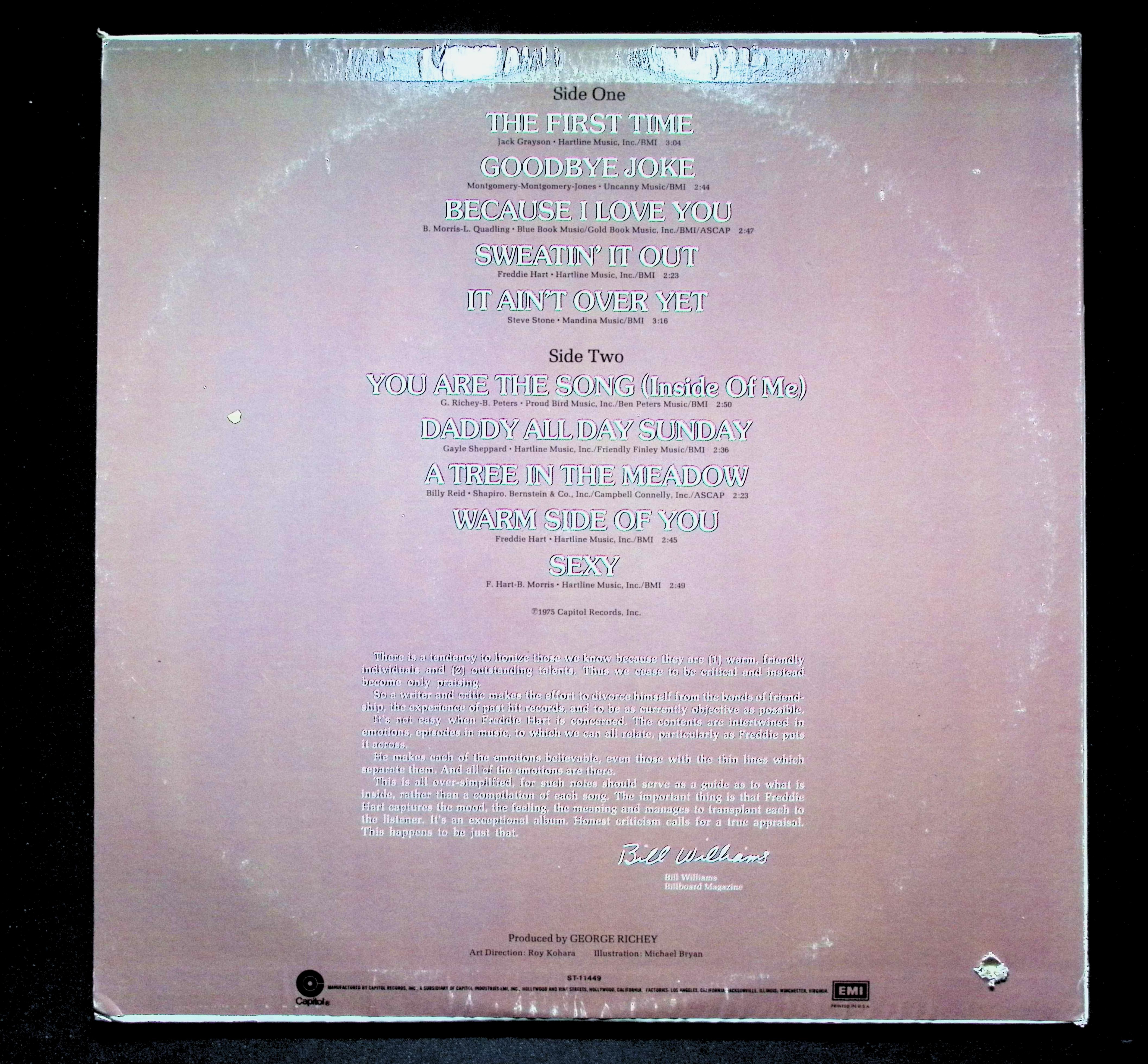 Freddie Hart The First Time LP 1975 Capitol Country — image 2