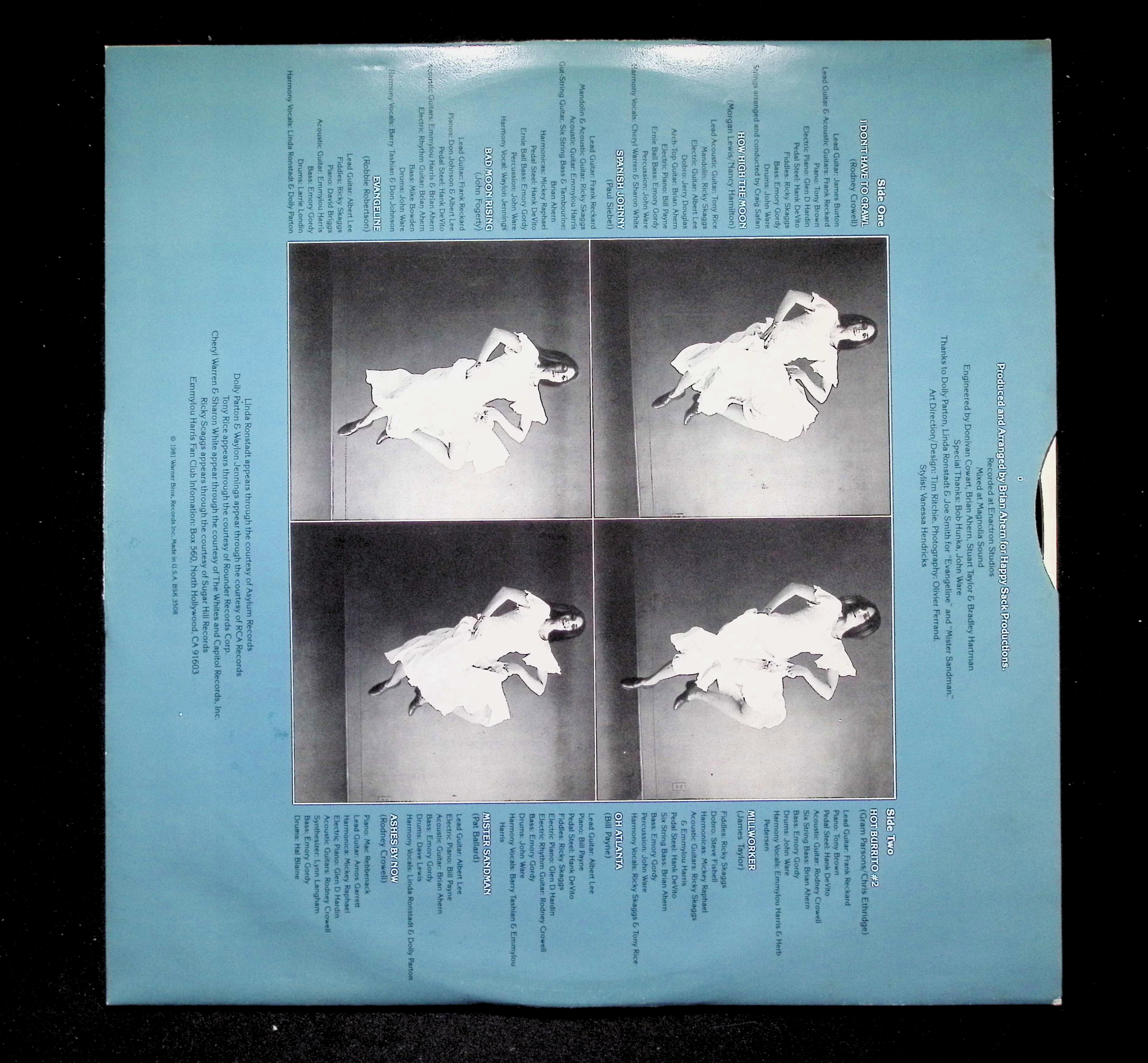 Emmylou Harris Evangeline LP 1981 Warner Bros. Country Folk — image 3