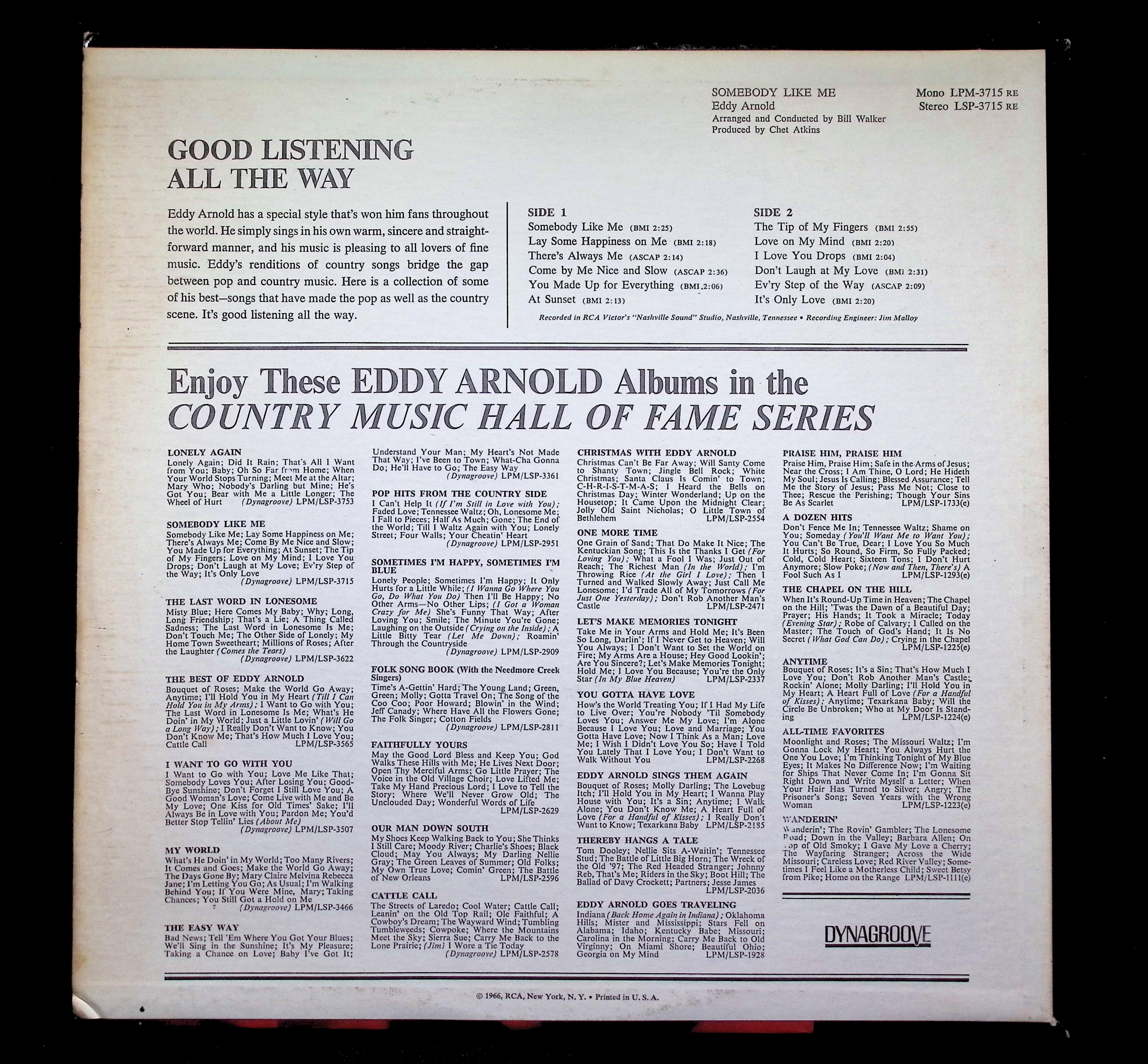 Eddy Arnold Somebody Like Me LP 1966 RCA Victor Country — image 2