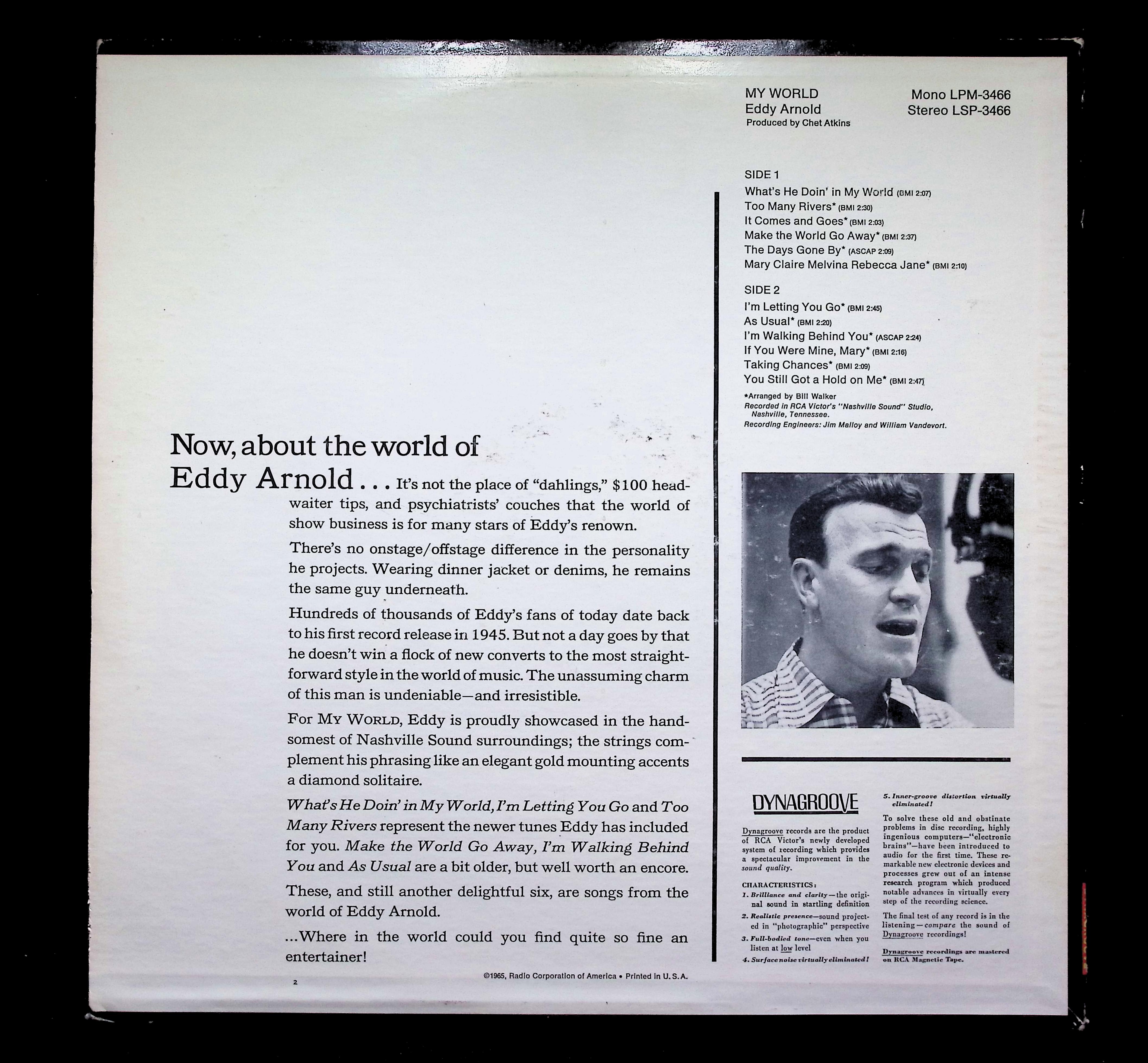 Eddy Arnold My World LP 1965 RCA Victor Folk — image 2
