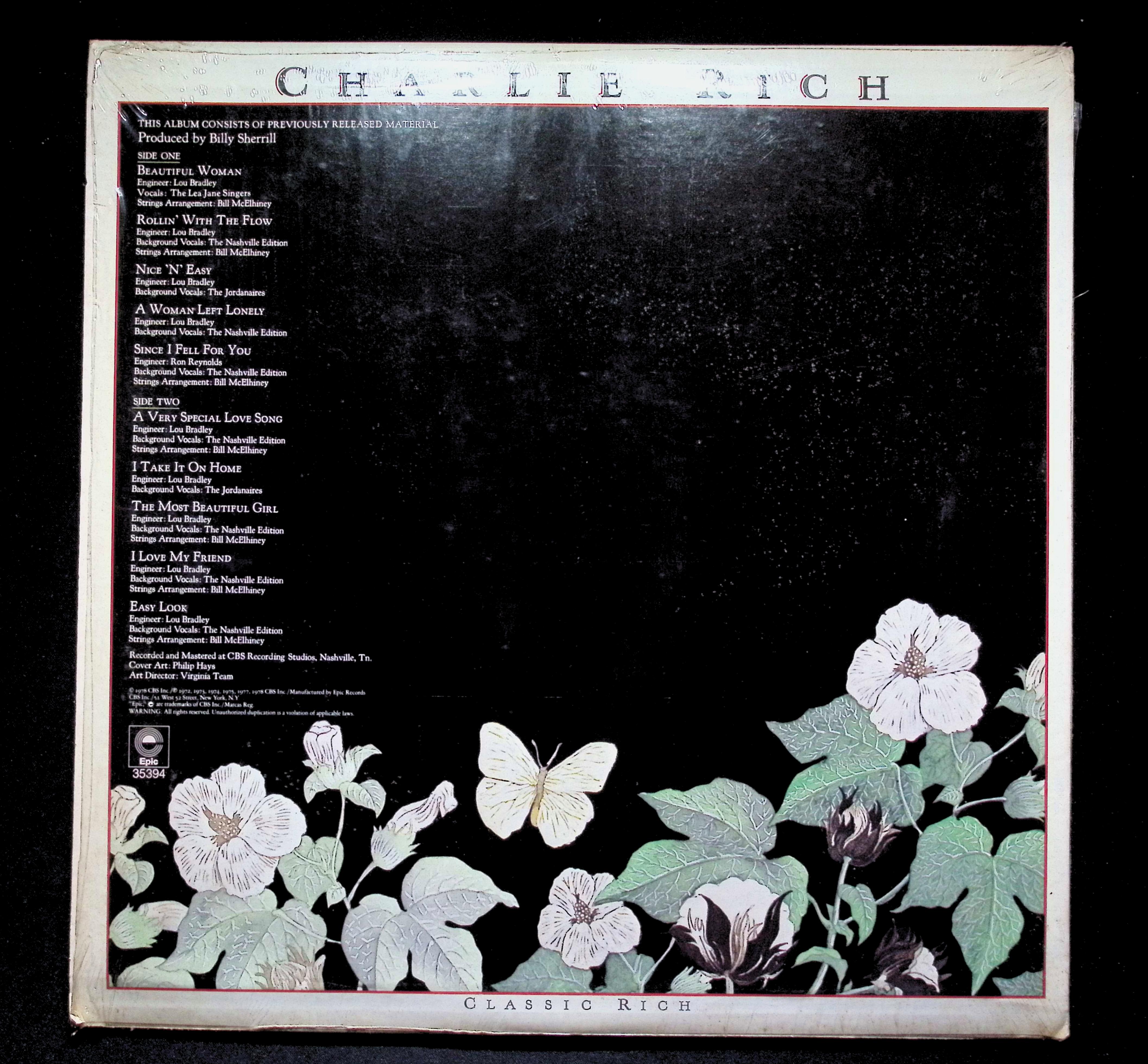 Charlie Rich Classic Rich LP 1978 Epic Country — image 2