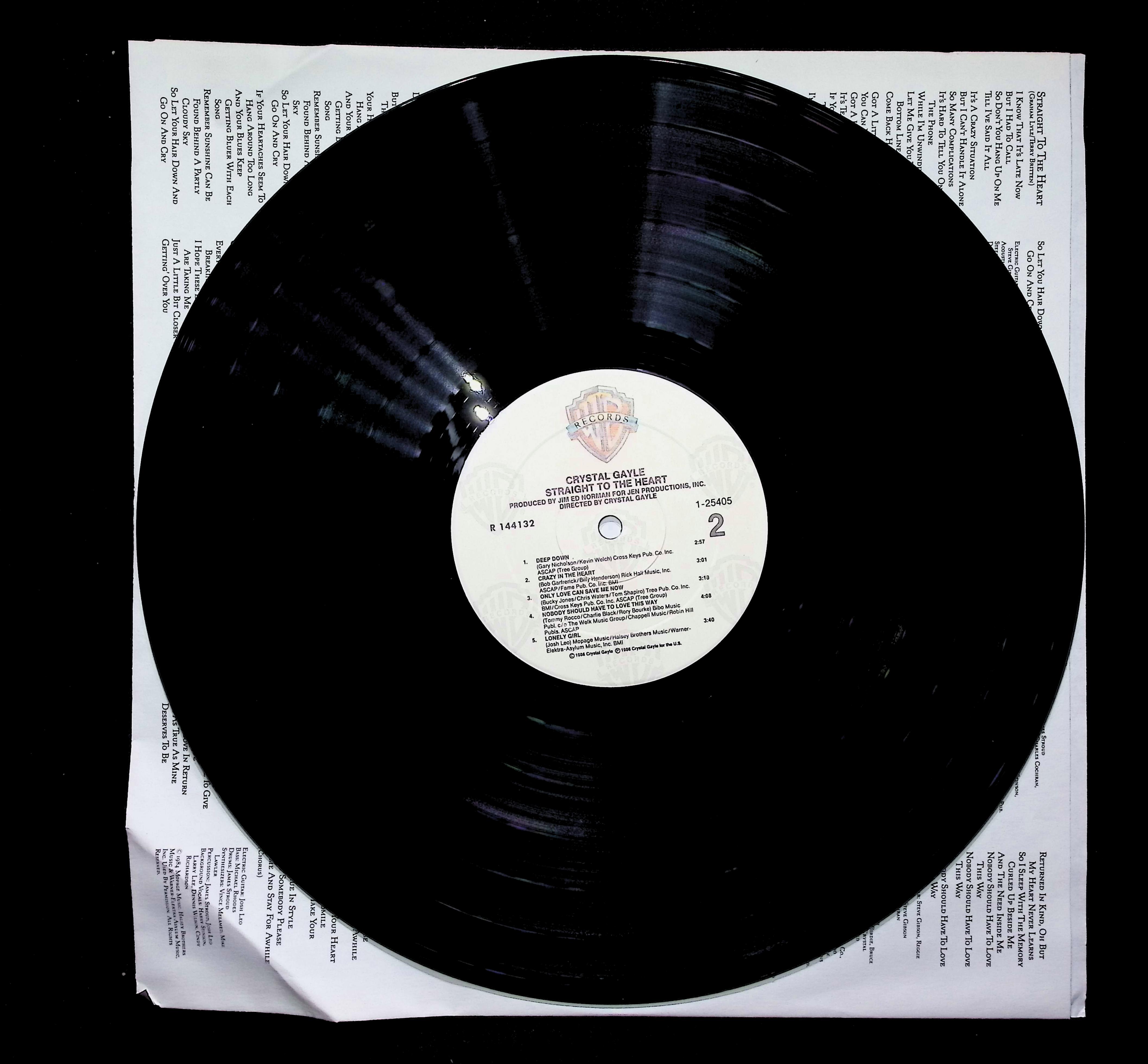 Crystal Gayle Straight To The Heart LP 1986 Warner Bros. Country — image 4