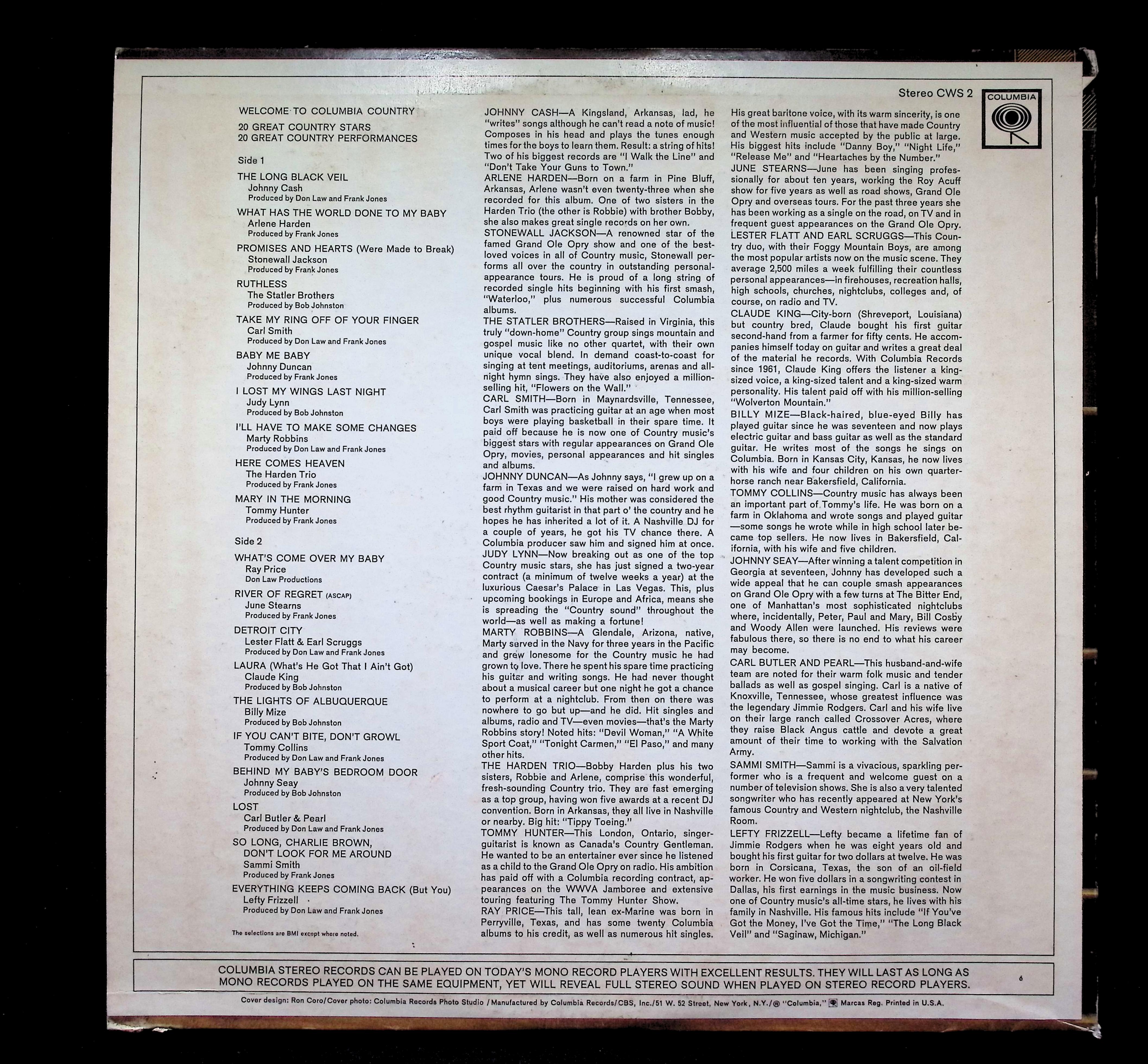 Various Welcome To Columbia Country LP 1967 Columbia Country — image 2