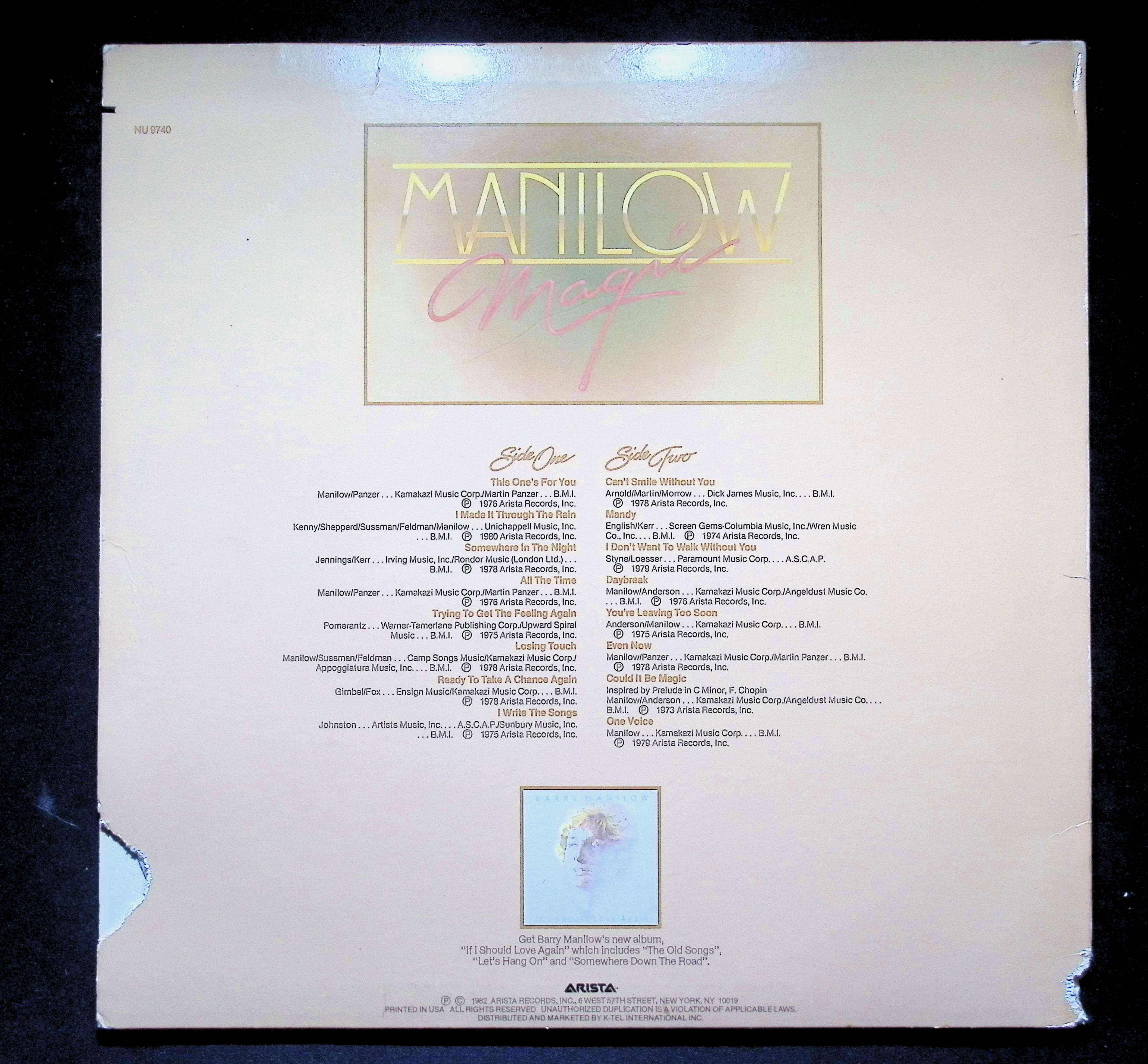 Barry Manilow Manilow Magic LP 1982 Arista Pop — image 2