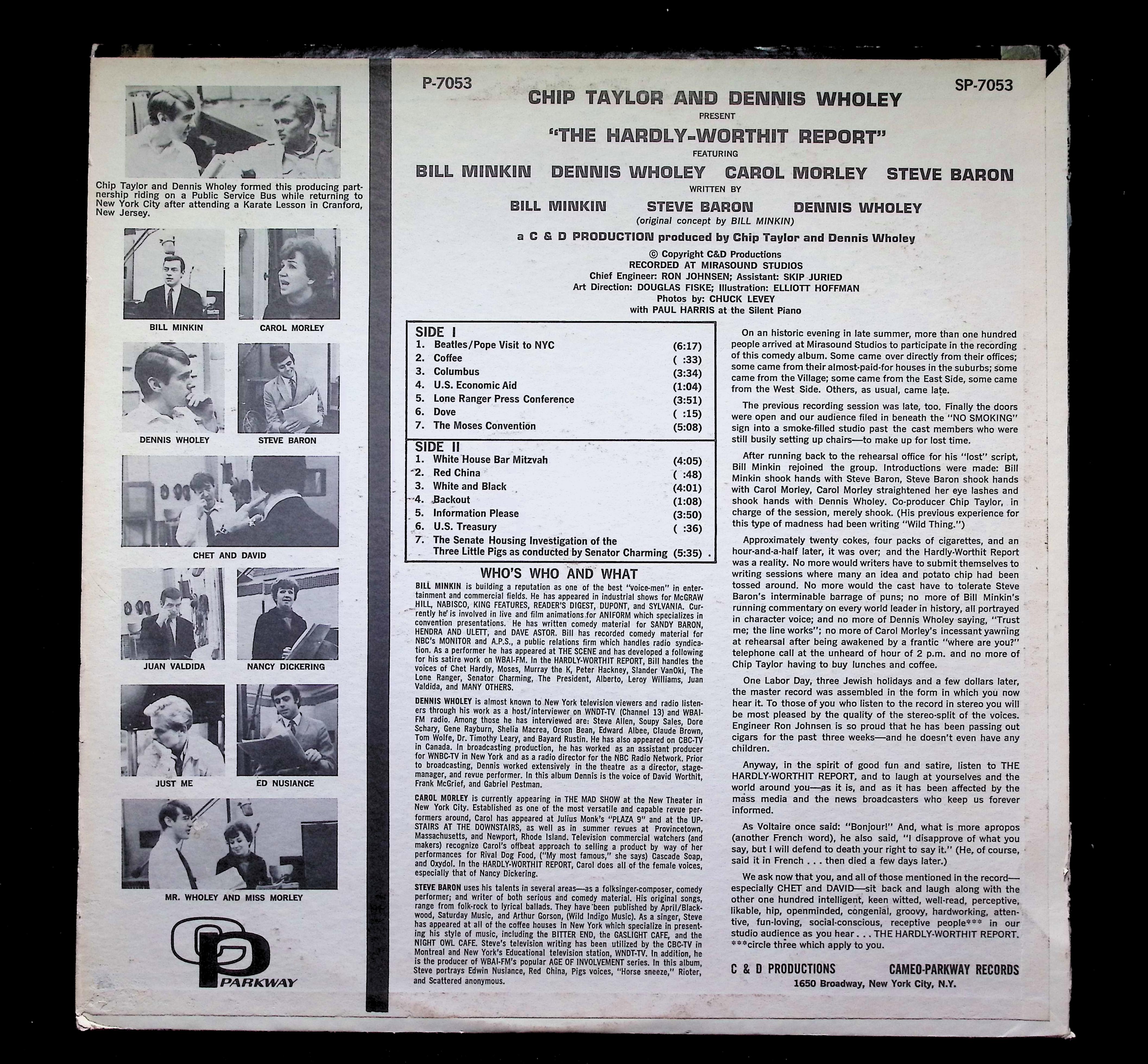 The Hardly Worthit Players Excerpts LP 1967 Parkway Rock — image 2