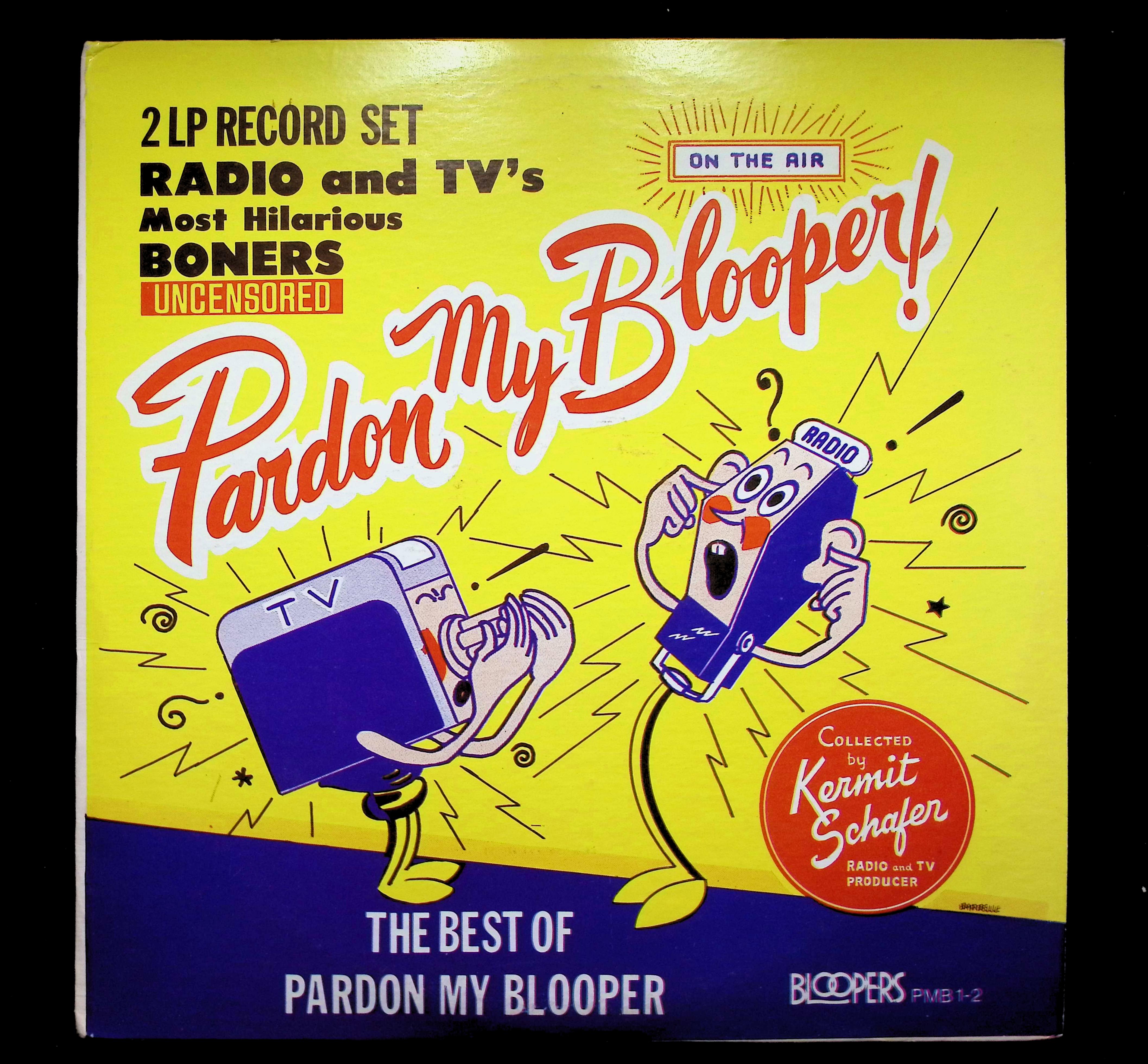 Pardon My Blooper! Radio & TV Boners Uncensored LP Set Kermit Schafer PMB-2 Gag