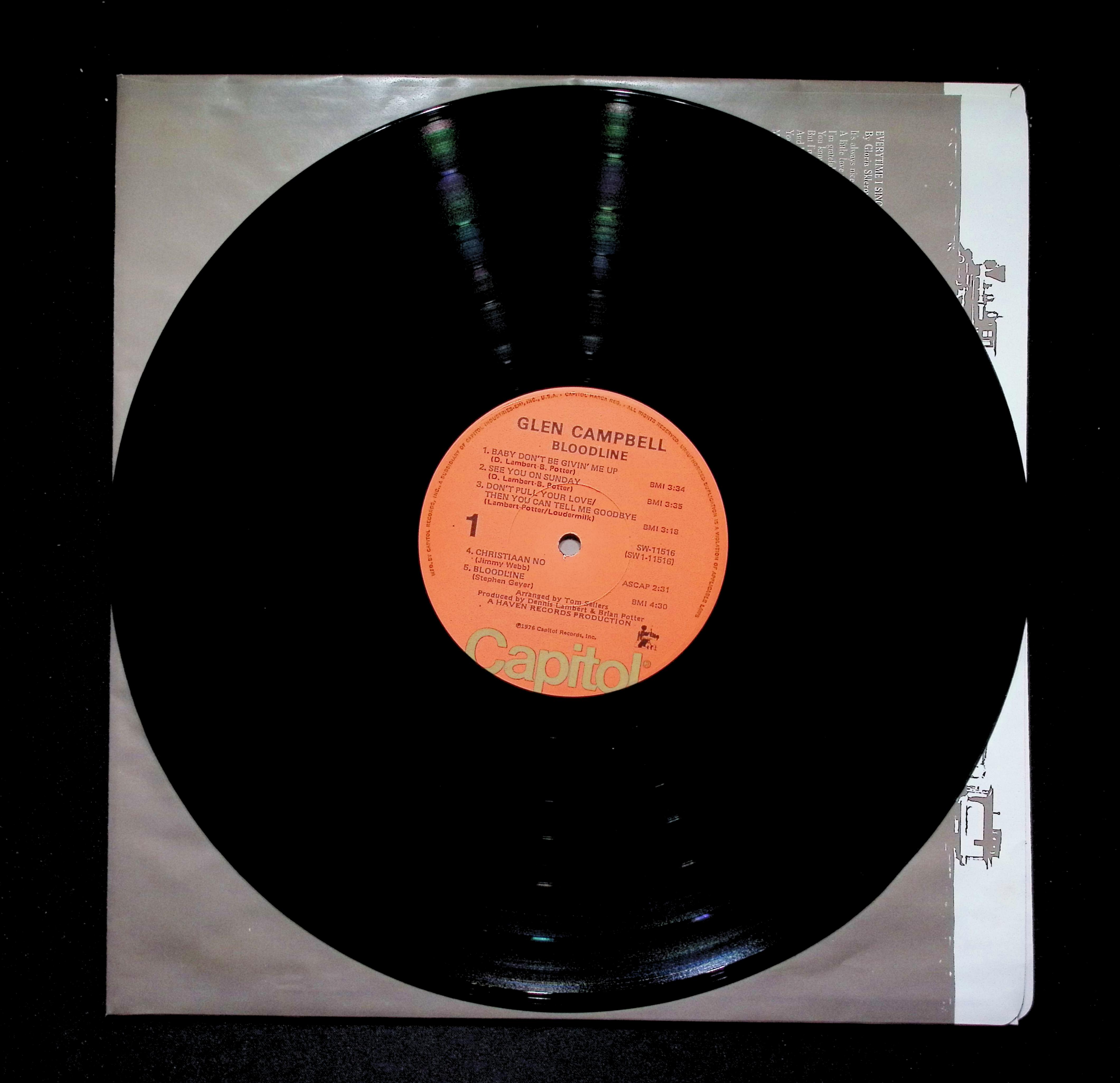 Glen Campbell Bloodline LP 1976 Capitol Country Rock — image 5