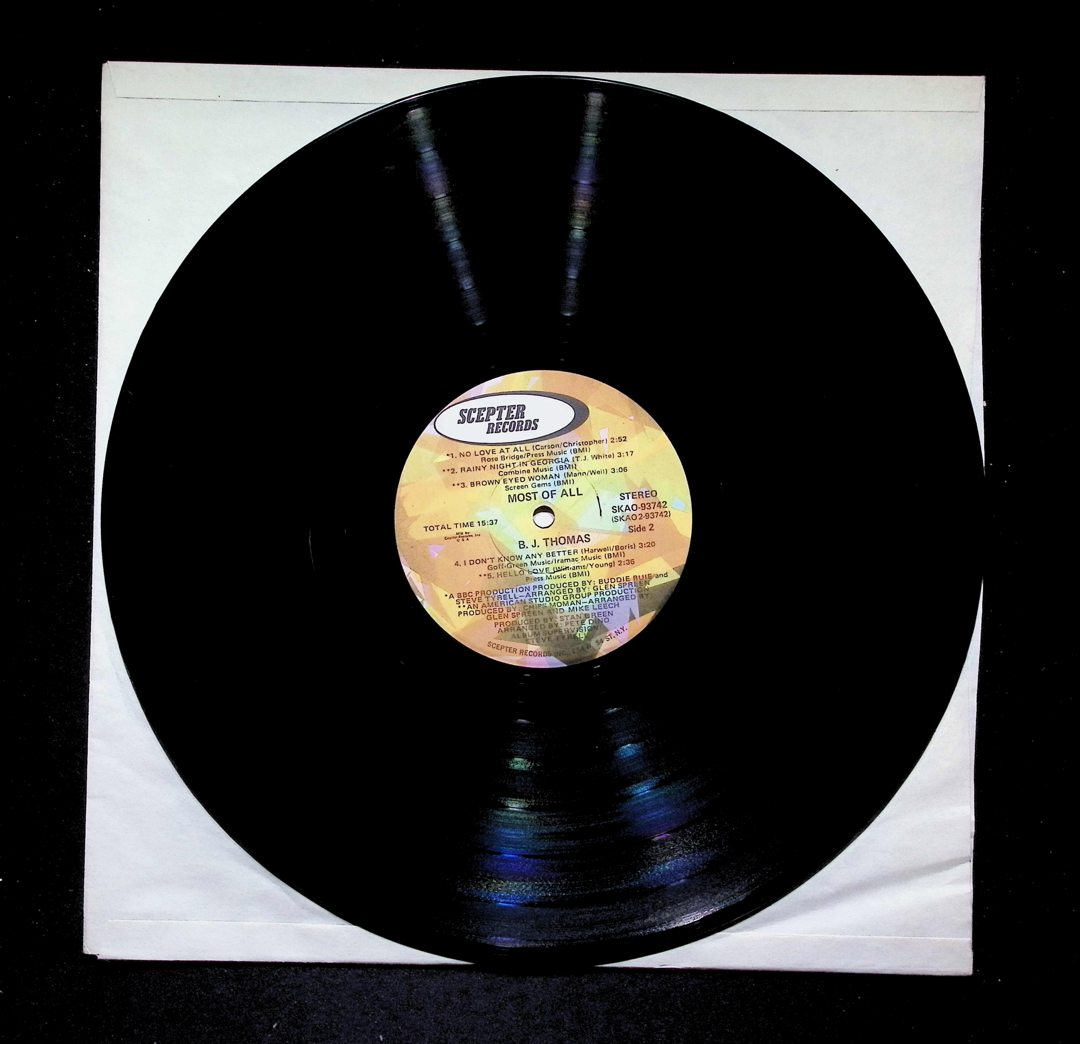 B.J. Thomas Most Of All LP 1971 Capitol Pop Rock — image 5