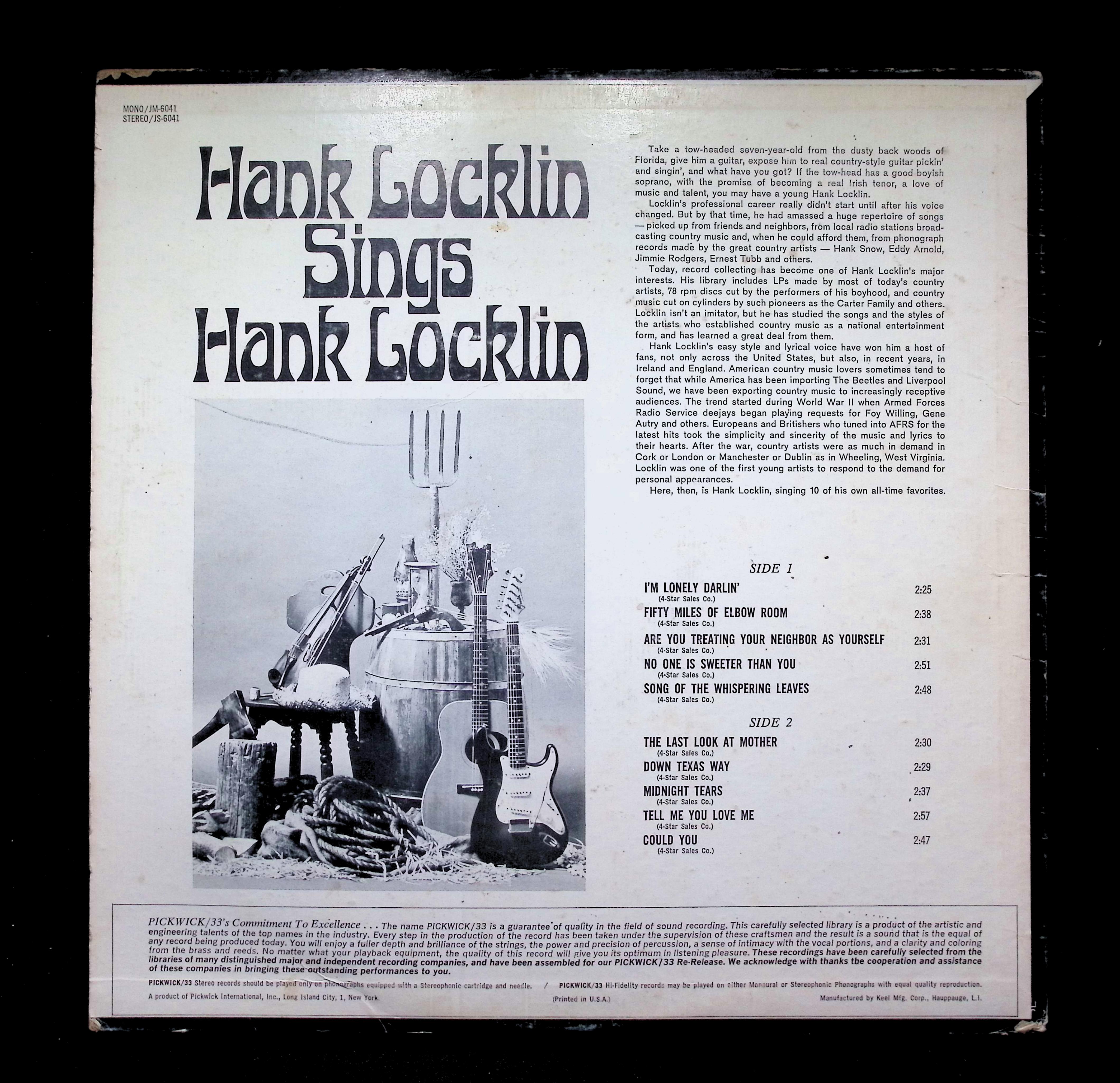 Hank Locklin Sings Hank Locklin LP Unknown Hilltop Country — image 2