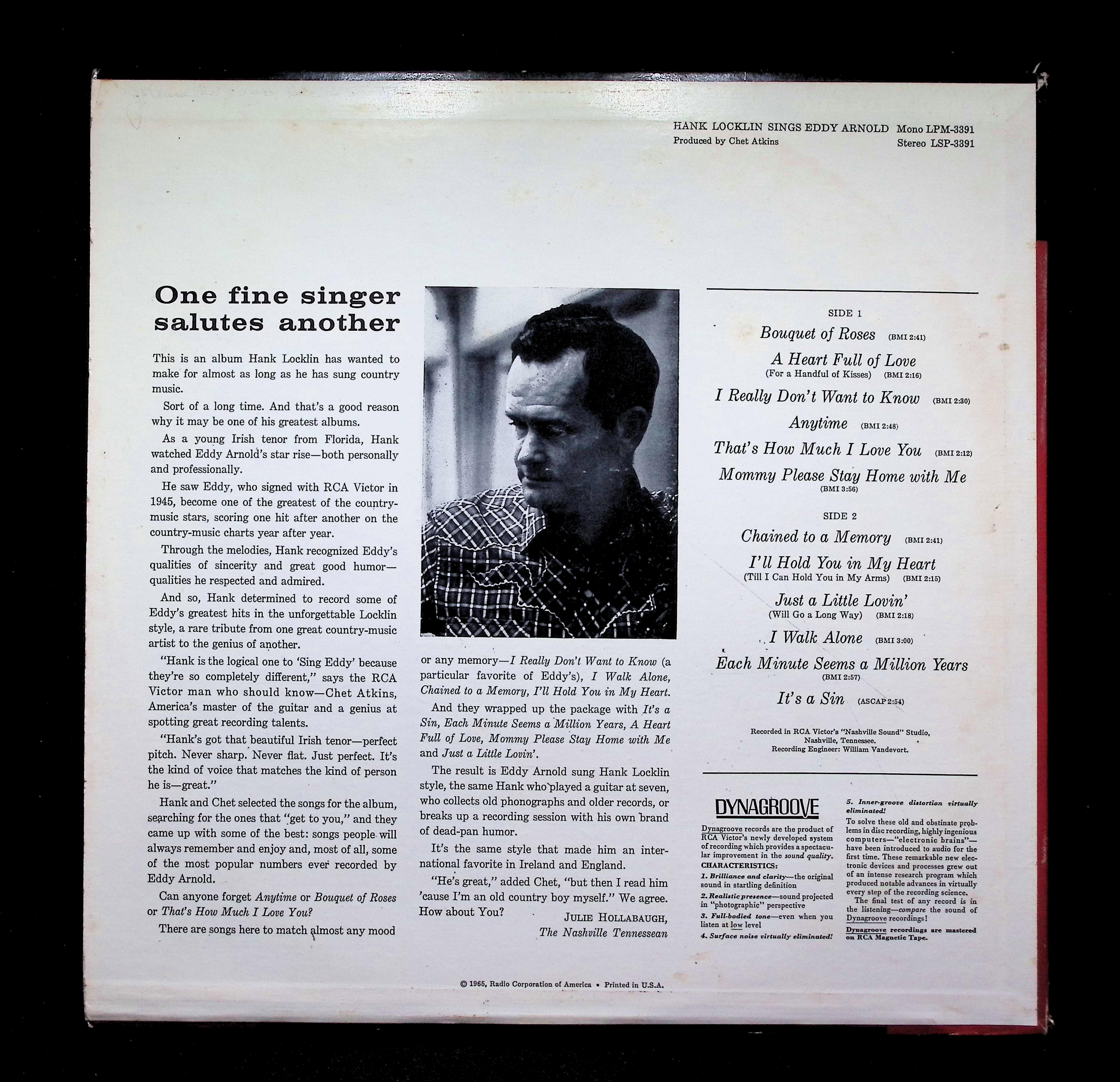 Hank Locklin Sings Eddy Arnold LP 1965 RCA Victor Country — image 2